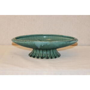Vintage Brush Pottery 828 Green Oblong Planter Pedestal Bowl USA